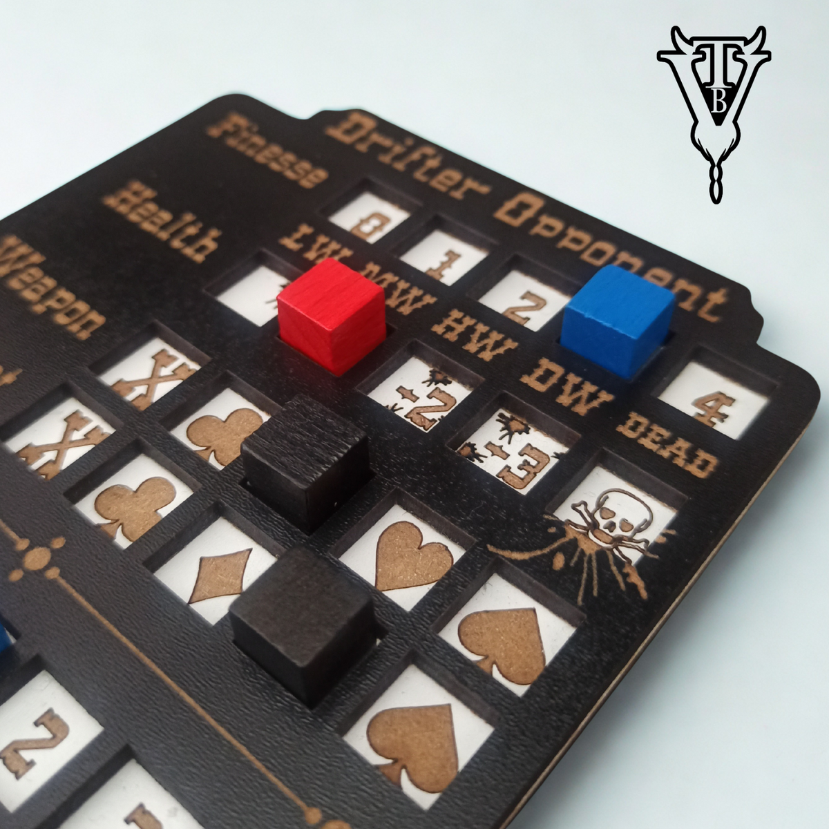 The Drifter Solo Western RPG Hex-Crawl Opponent Health Tracker Board Organizer in use — The Board Viking