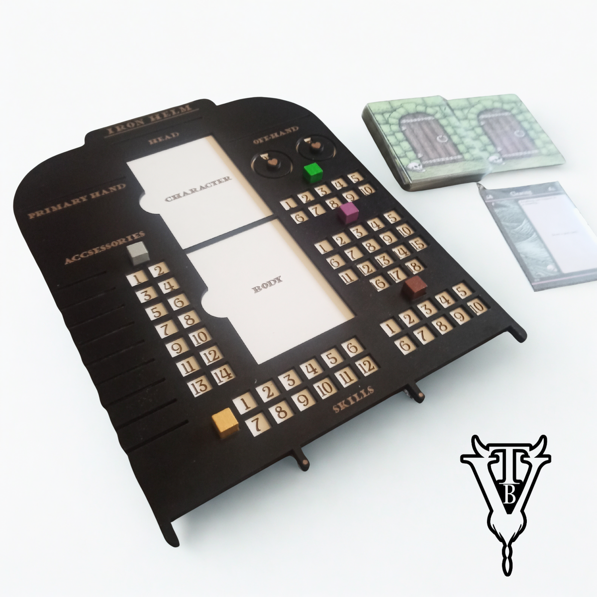 Iron Helm Solo Dungeon Crawl Card Game Character Player Board — The Board Viking