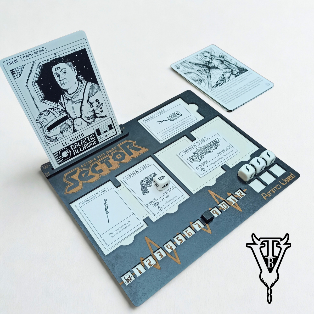 Escape The Dark Sector — Character Player Board & Card Organiser back view — The Board Viking