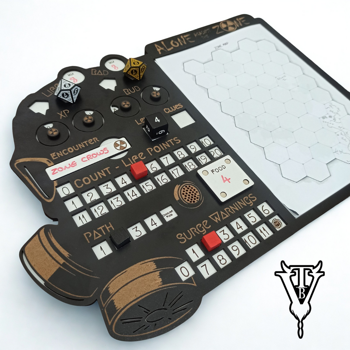 Alone Against The Zone — Solo RPG Hex-Crawl Player Board packaging — The Board Viking