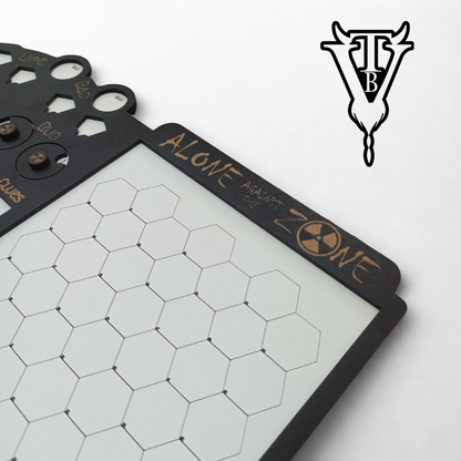 Alone Against The Zone — Solo RPG Hex-Crawl Player Board side view — The Board Viking