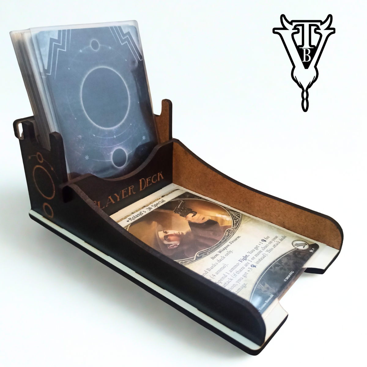 Arkham Horror Card Game Player Deck Draw / Discard Holder side view — The Board Viking