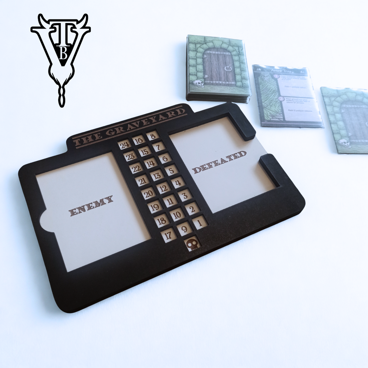 Iron Helm Solo Dungeon Crawl Card Game Enemy Health Tracking Board - The Graveyard - — The Board Viking
