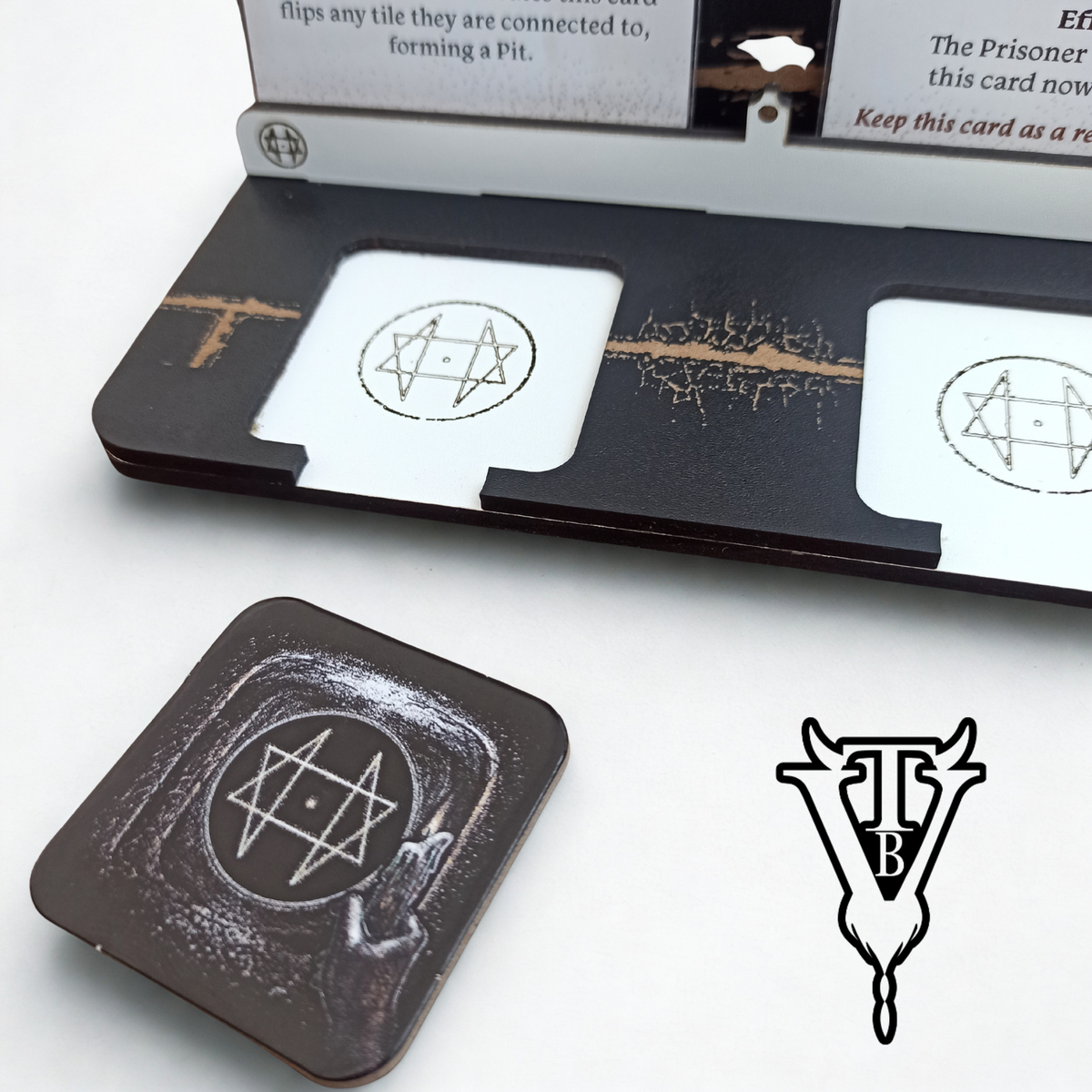 The Night Cage Board Game - Pathway Card And Tile Holder. side view — The Board Viking